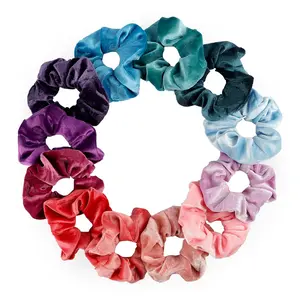 12 Pcs Scrunchies for Women, Velvet Hair Scrunchie Bulk, Girls Hair Accessories for Ponytail Holder, Colorful Hair Scrunchies for Girls Party Favors(Vintage Colorful)
