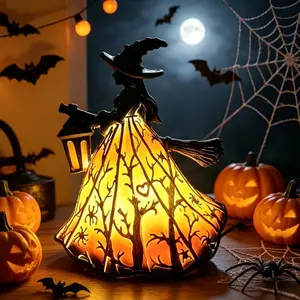 Halloween Witch Lamp, Spooky Standing Night Light, Unique Witch Statue Table Lamp for Bedroom Decoration, Perfect for Halloween Festivities