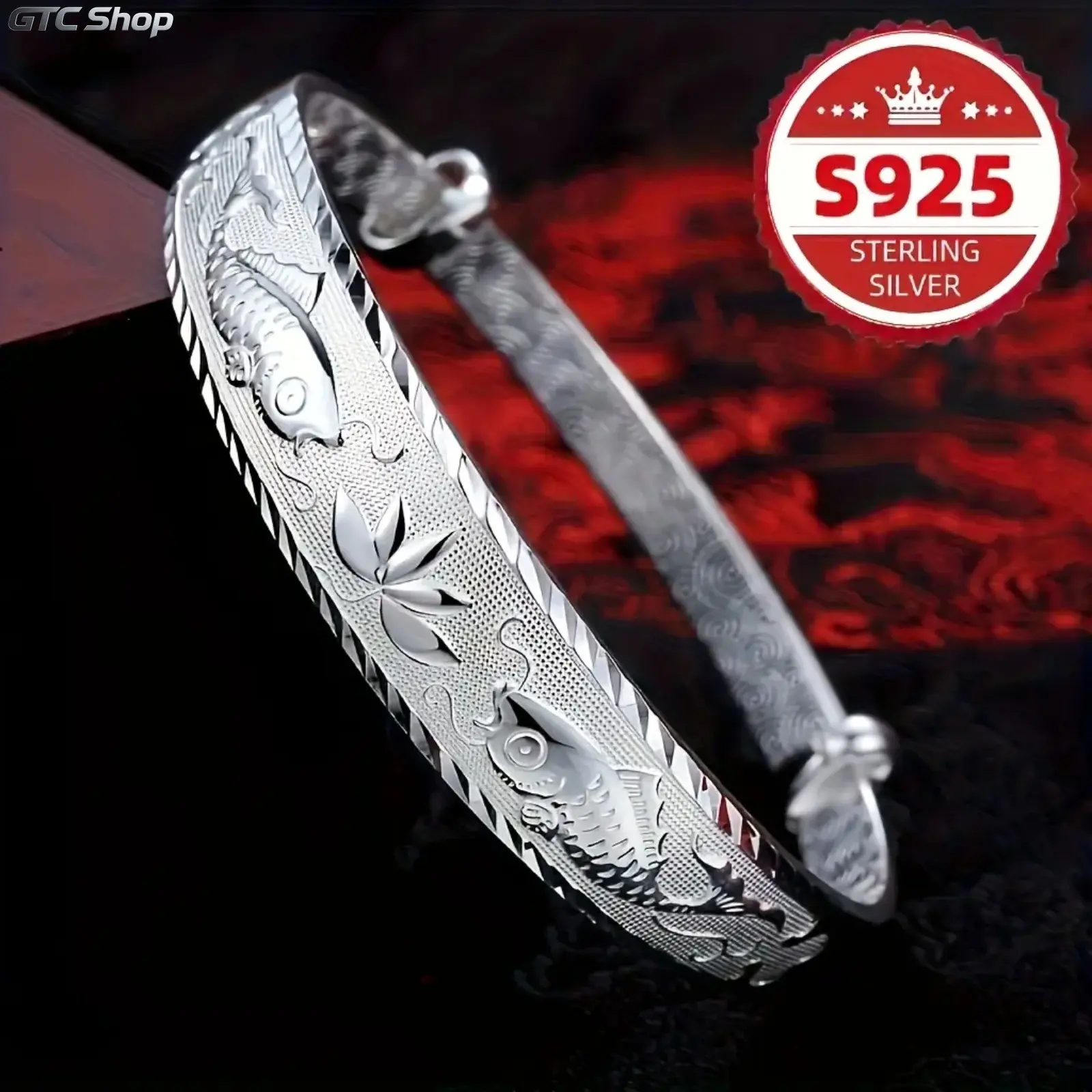 S925 Pure Silver Women's Bracelet, Chinese Style Double Fish Lotus Bracelet, Elegant Women's Jewelry Gift For Friends