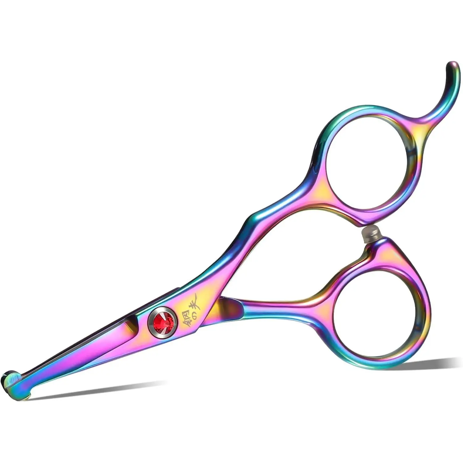 440C Stainless Steel Offset Round-Tip Pet Grooming Scissors, Adjustable Tension Face Trimming Shears for Dogs and Cats