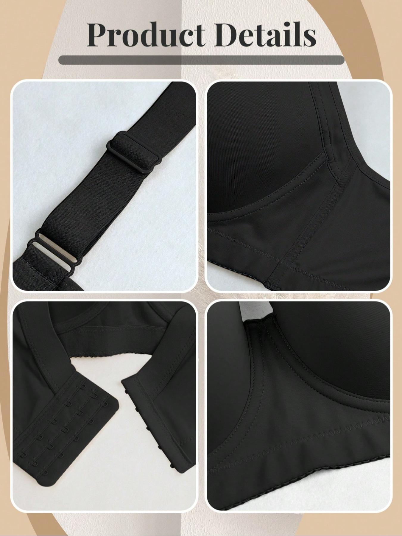 Women's Elegant Solid Color Push-Up Bra, Removable Pads, Steel Ring Medium Support, Breathable Fabric, Smooth, Casual Daily Wear