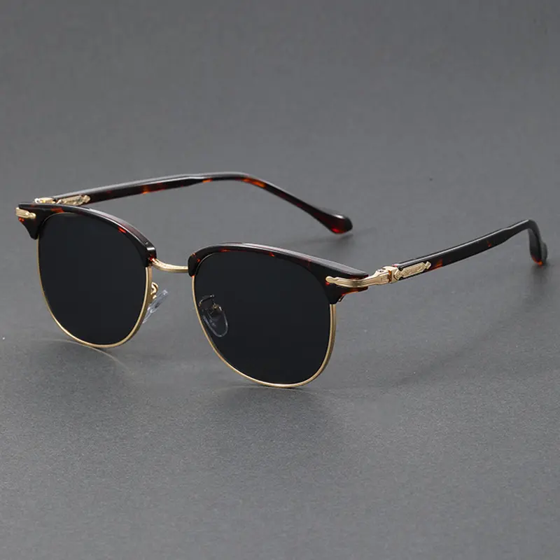 Unisex Half-Rimmed Retro Metal Small Square-Round Sunglasses, UV400+Glare Protection Dark Lenses, Modern Classic European-American Trendy Sports Outdoor Driving Eyewear, Metal Pa, Outfits