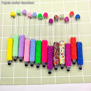 10pcs Candy Diamond Touch Bead Pens, Multi-Functional Ballpoint Pens, Replaceable Nibs, Multicolor, Holiday Gift Pens, Office Learning Supplies