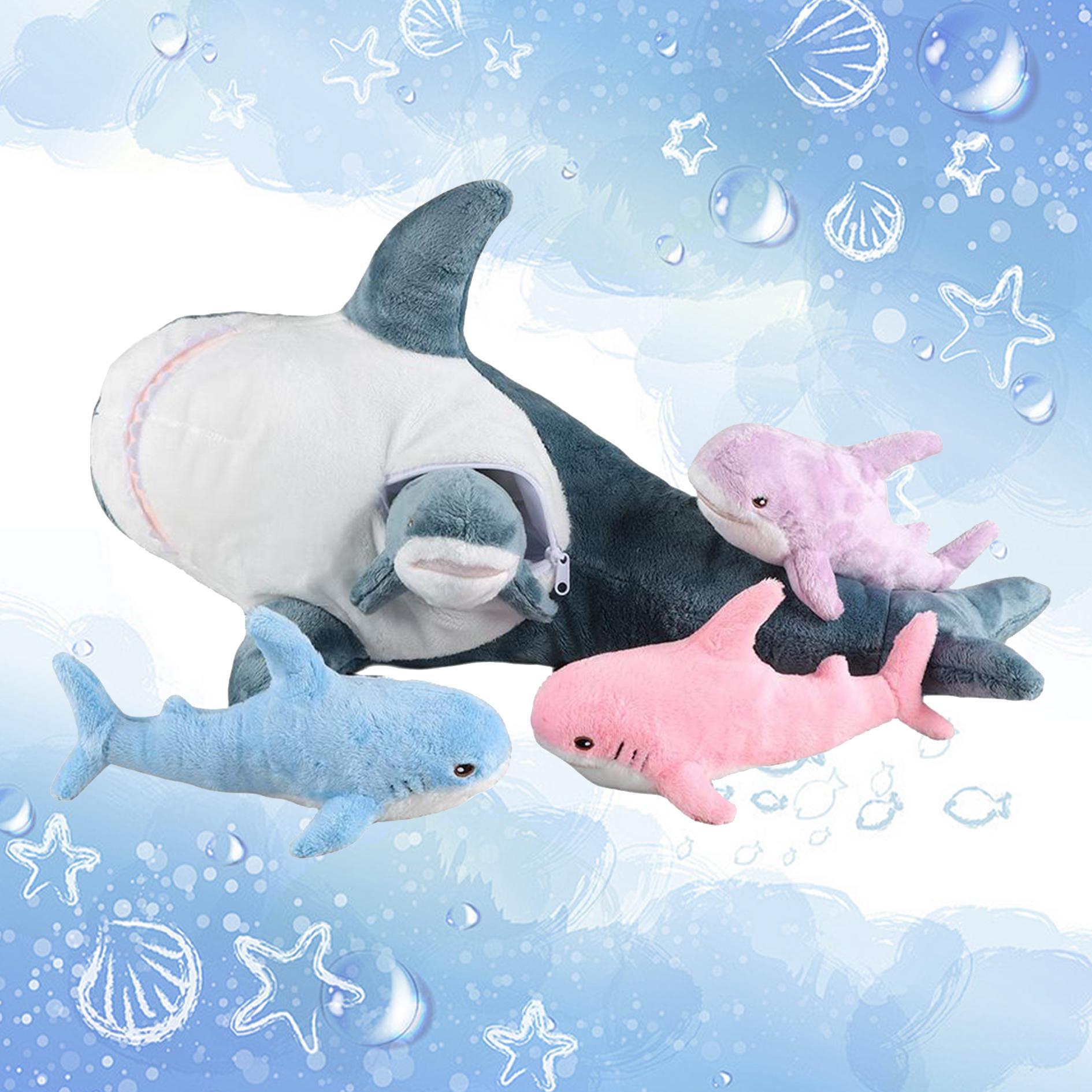 Home Giant Shark Soft Adorable Stuffed Toys, 5 Counts/set Soft Plush Pillows, Creative Comfort Animal Plushie Doll Pillow for Room Decor, Fun Birthday Gift, Soft Cuddly Gift, Huggable Stuffed Animal, Sofa Ornaments,  Stuffed Animals