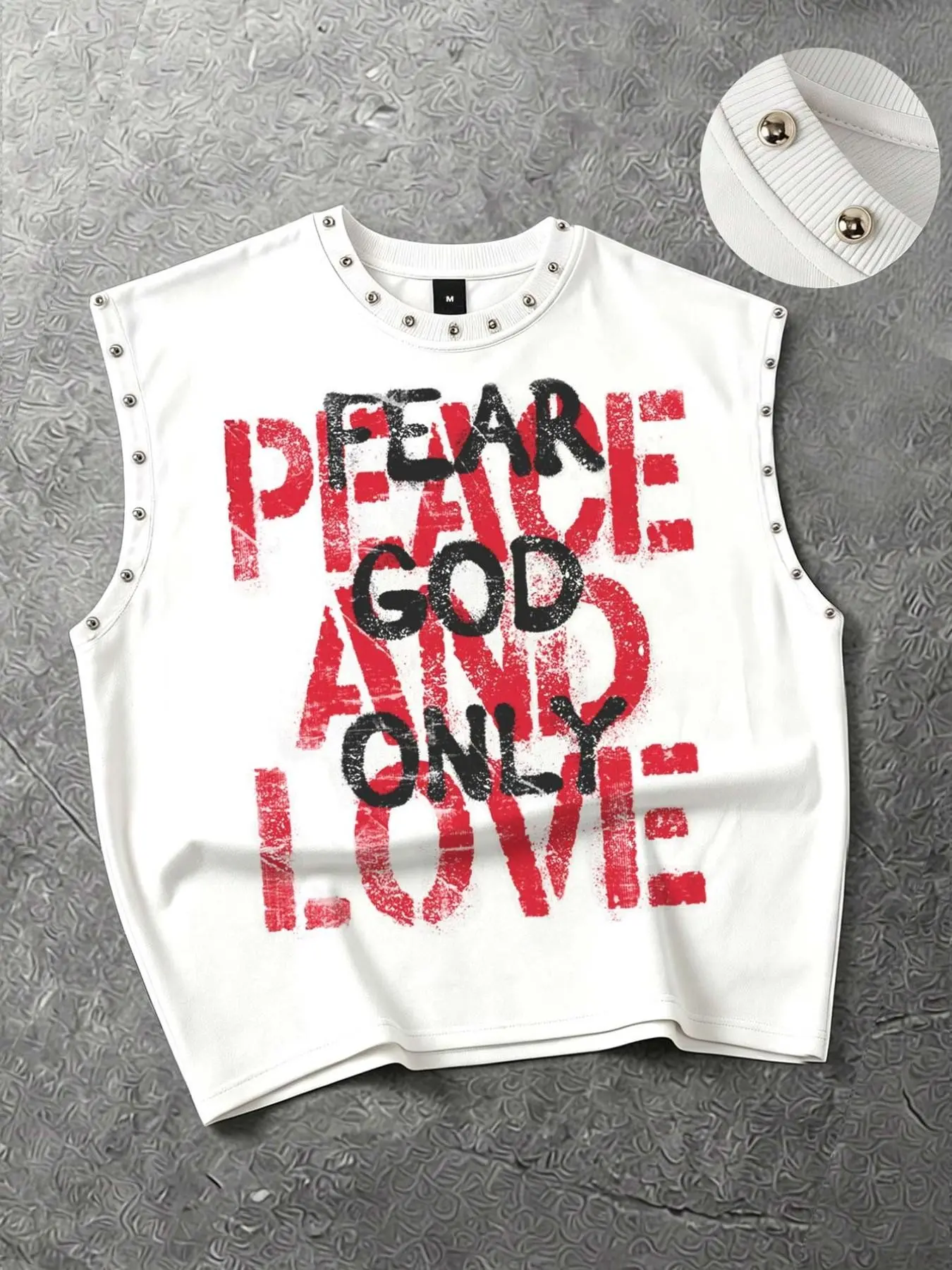 Fear god only slogan: loose fitting vest for men and women, letter printed vest, metal foil short vest, sleeveless t-shirt vest, aesthetic geometry, summer clothes, European and American street fashion brand vest, men's Y2K summer vest, 2026 new vest, GOD