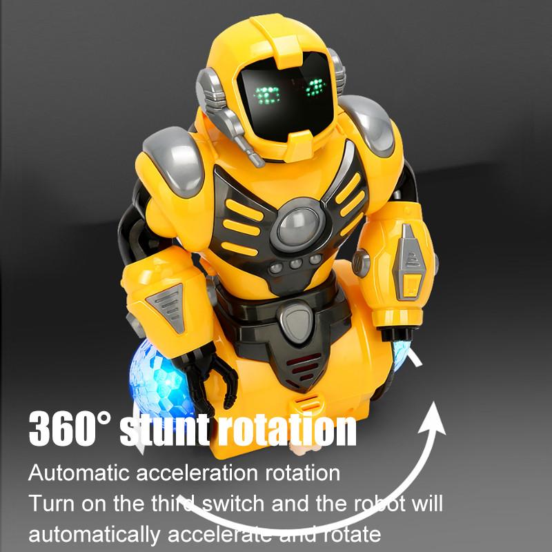Dancing Robot with Light Rotary |   Yellow and Chocolate Colored, Uncharged, Battery-Free Robot Toy for