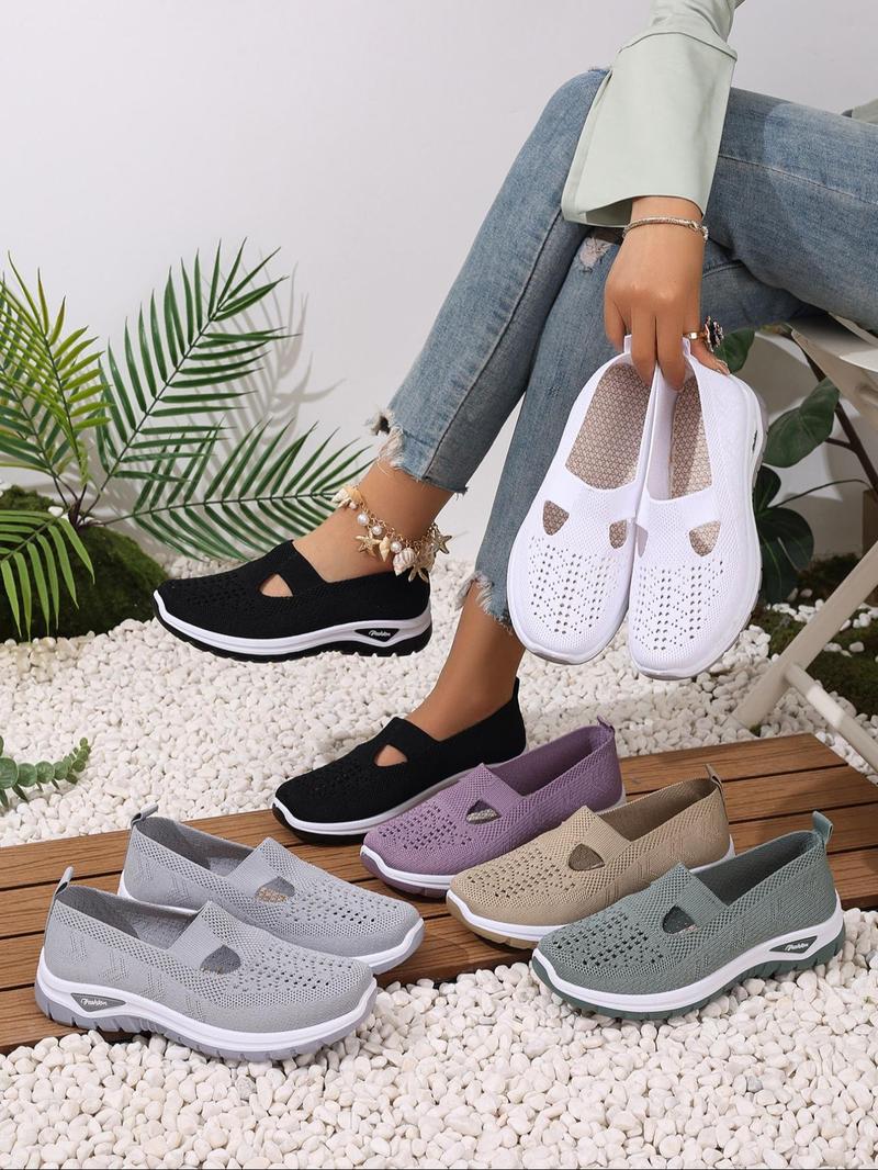 Women's Fashionable Plain Color Shoes, Casual Comfortable Breathable Shoes, Lightweight Slip Ons Breathable Shoes for Daily Wear