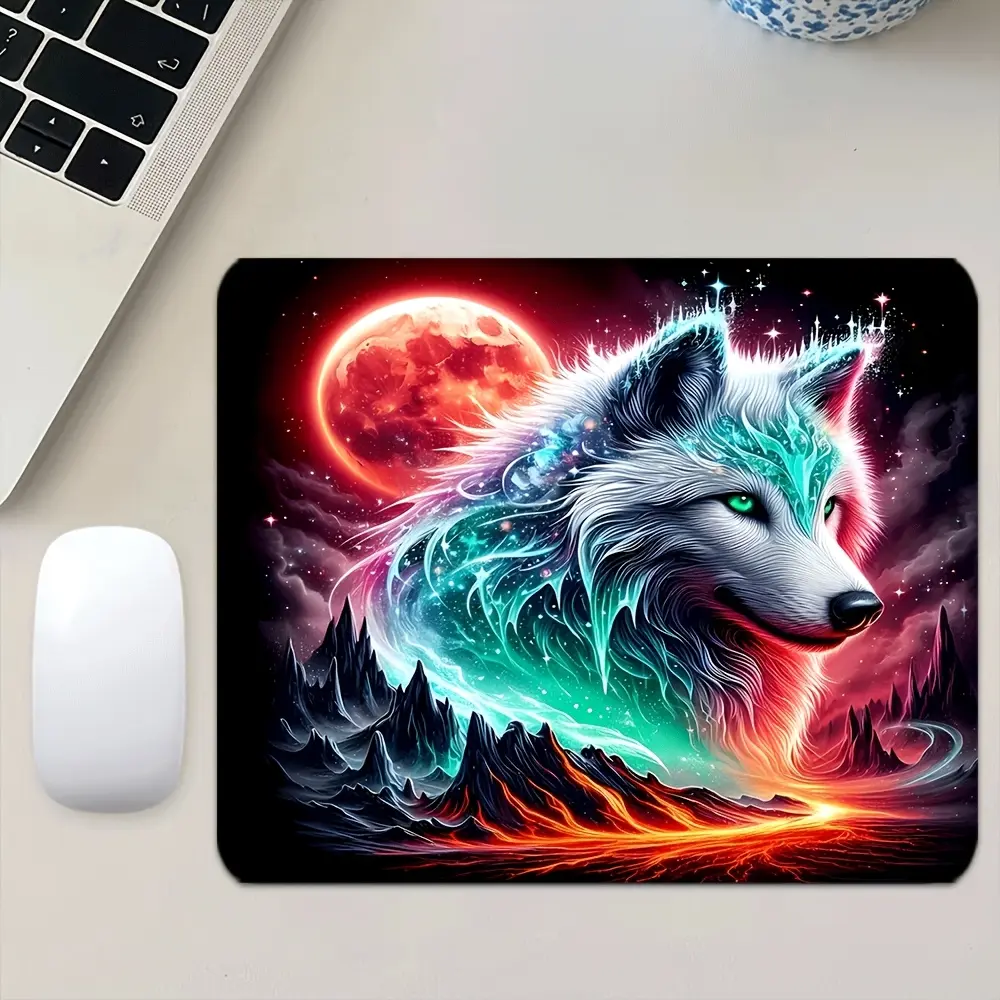 Wolf Head Galaxy Gaming Mouse Pad, Suitable for Office Desktop Supplies, Desks, Desktops, Keyboard Desk Mat, Durable Desk Mat, New Year Gift, Birthday Gift, Party Decoration