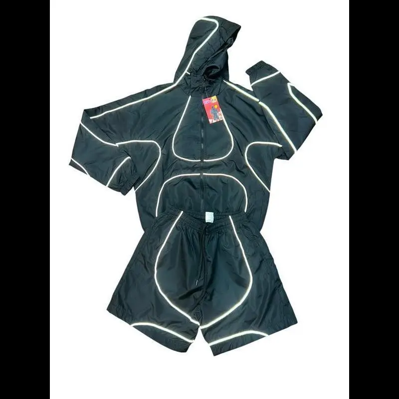Reflective Windbreaker Jacket and Shorts Set Clothes Menswear