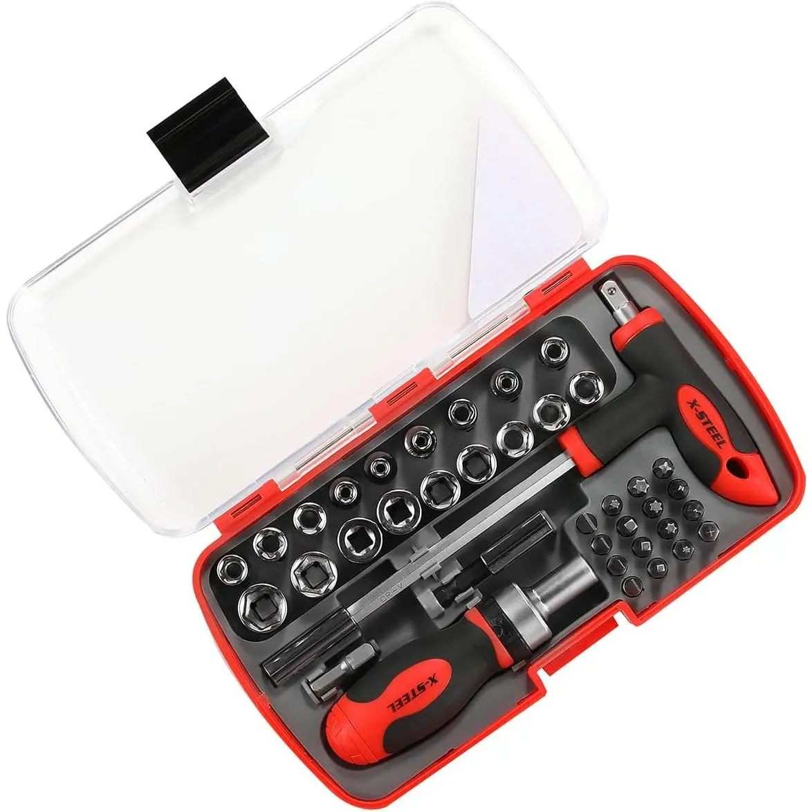 38-Piece Ratcheting Screwdriver Sets nut Driver Set Torx Slotted Square Muti Screwdriver Bits Set T-Handle Rachet Set Tool Kit for Home Repair Dorm Mechanics