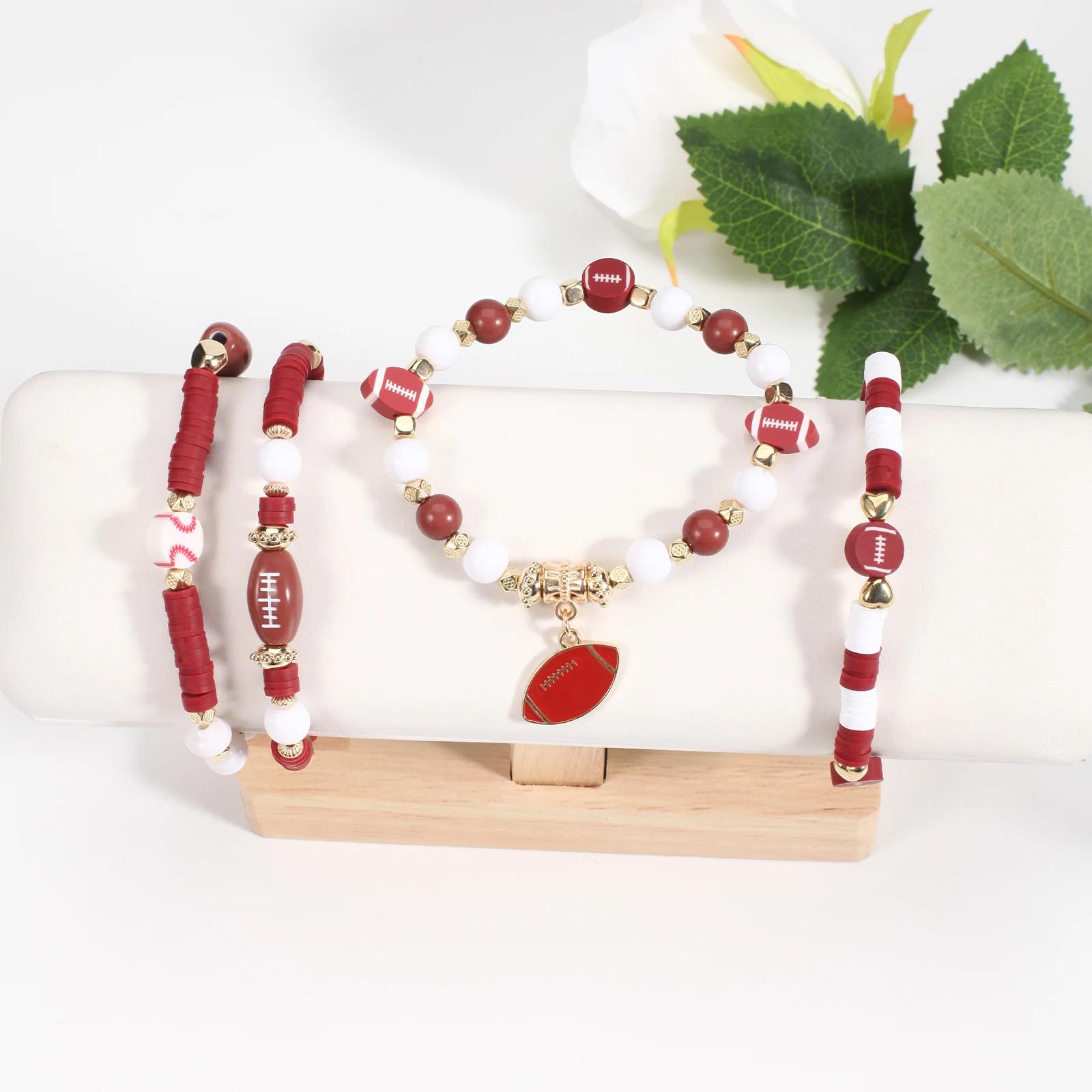 The American Football Bracelet Rugby Game Stretchy Beaded Bracelets