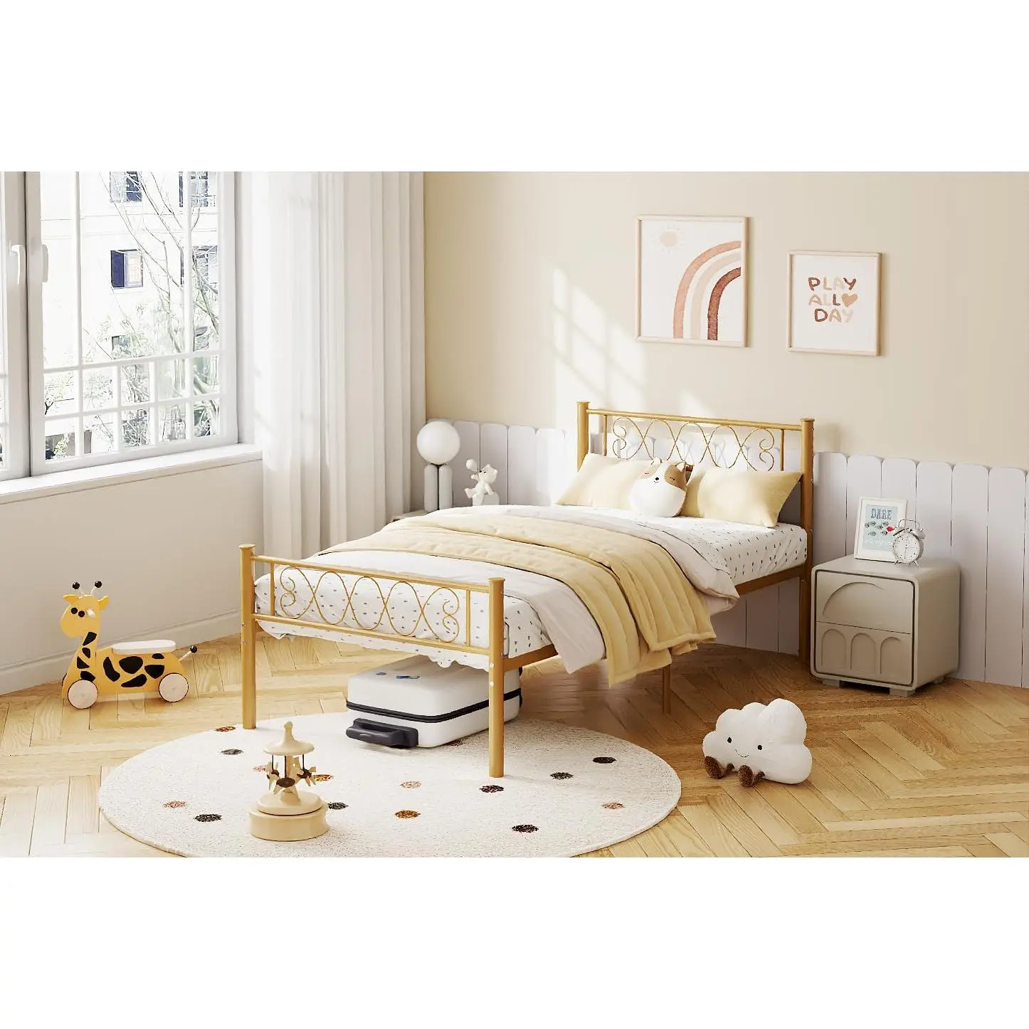 Garvee Heart Design Pink Metal Twin XL Bed Frame – Sturdy Steel Slats – Headboard & Footboard – Platform Bed with Under Bed Storage – No Box Spring Needed – Easy Assembly