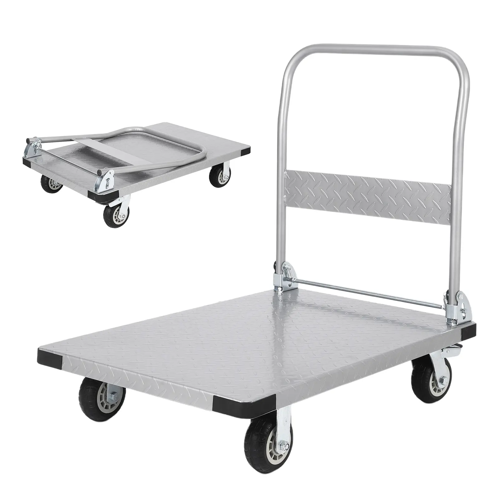 Garvee 1800LBS Heavy Duty Platform Cart – Large 36"x24" Collapsible Flatbed Utility Dolly – 6" Swivel Wheels with Brakes for Warehouse, Garage, Shipping, Material Handling