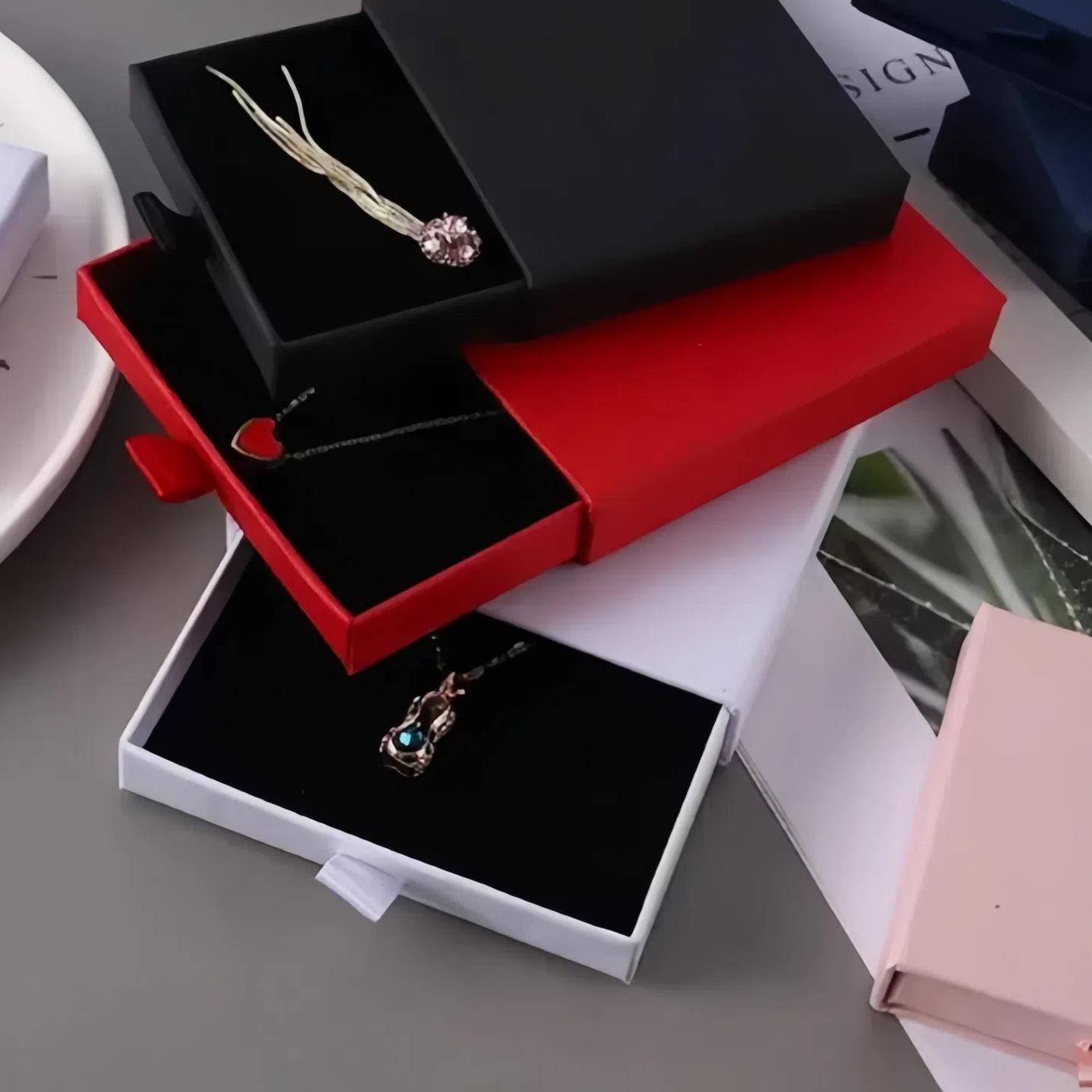 Elegant Jewelry Gift Boxes Set of 2, Accessories Box, Durable Thick Cardboard Storage Containers, Perfect for Rings Necklaces Bracelets Earrings Display, Drawer Packaging