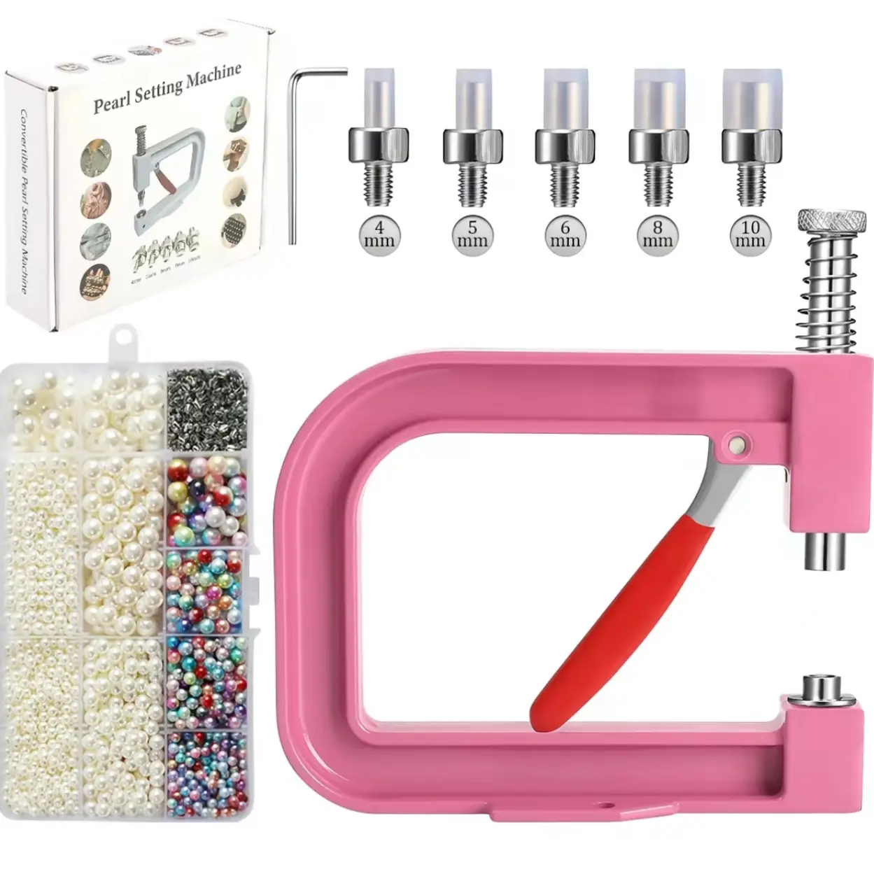 Bead Setting Machine for Pearl Crafting, Faux Pearl Hand Press Tools, Manual Operation, DIY Handmade Rivet Fixing for 4-10mm Beads, Clothes & Crafts