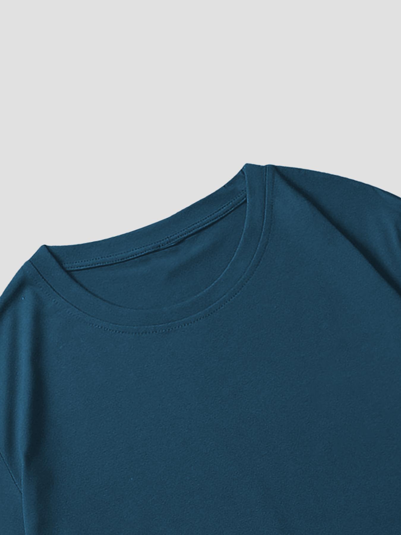 Men's Solid Short Sleeve Tee, Loose Casual Comfy Round Neck T-shirt for Summer, Fashion Men's Top for Daily Wear, Tropical