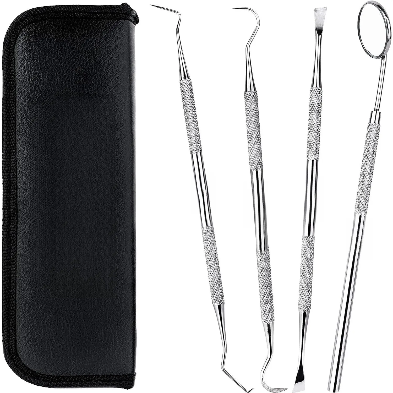 Dental tools plaque remover dental cleaning tools 4-piece dental care set dental filling and repair set stainless steel dental tools suitable for men, women, children, and pet care