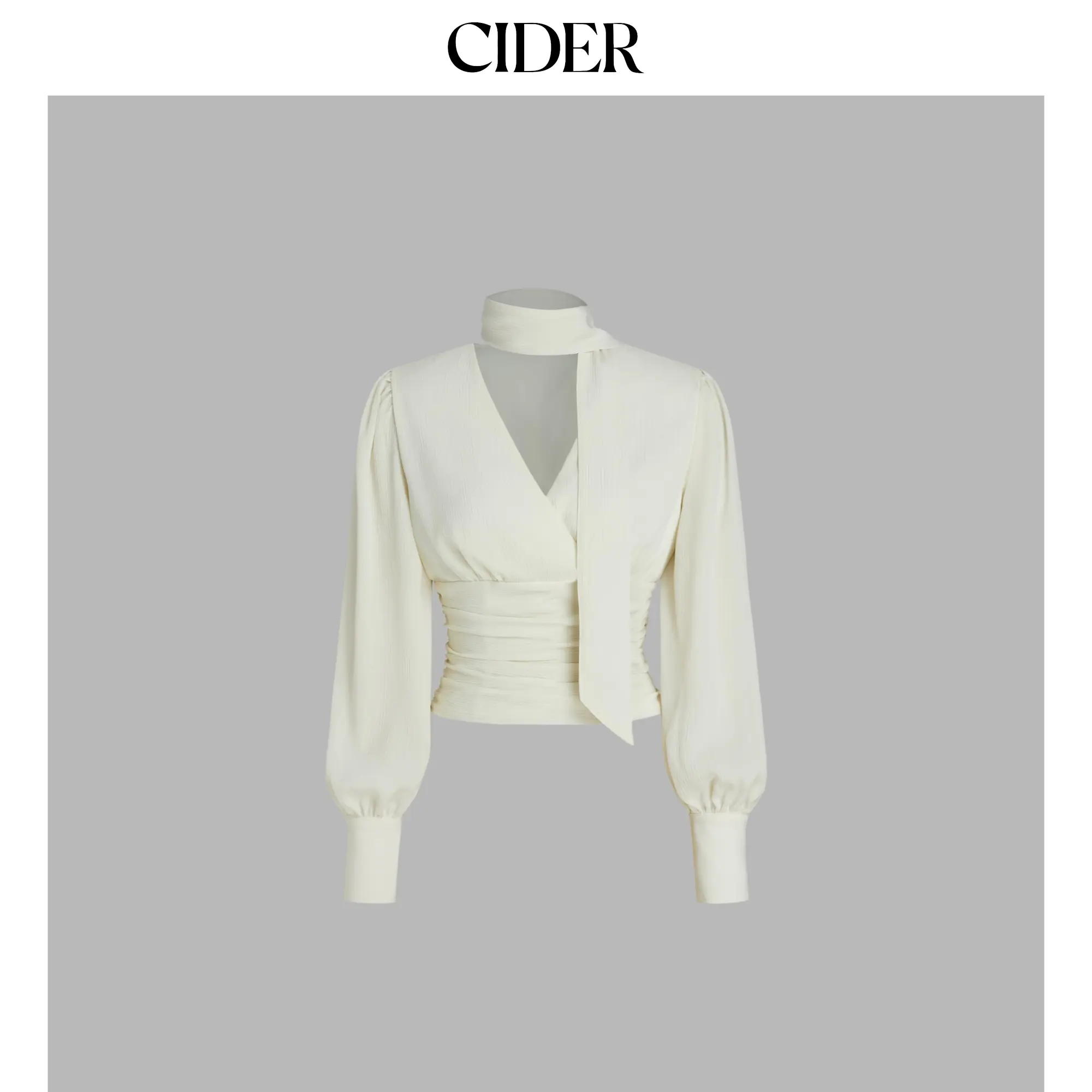 Cider [size 0-26] V-neck Wrap Long Sleeve Blouse With Scarf