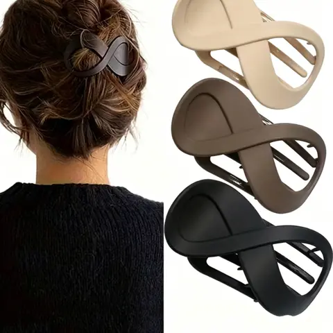 3pcs Elegant Acrylic Matte Hair Claw Clips Set, Claw Clip Pack, Large Flat Unisex Plastic Hair Accessories, Multi Purpose Clips, Suitable for Dense & Sparse Hair, Daily Use, Hair Clips For Thick Hair, Hair Claws Set