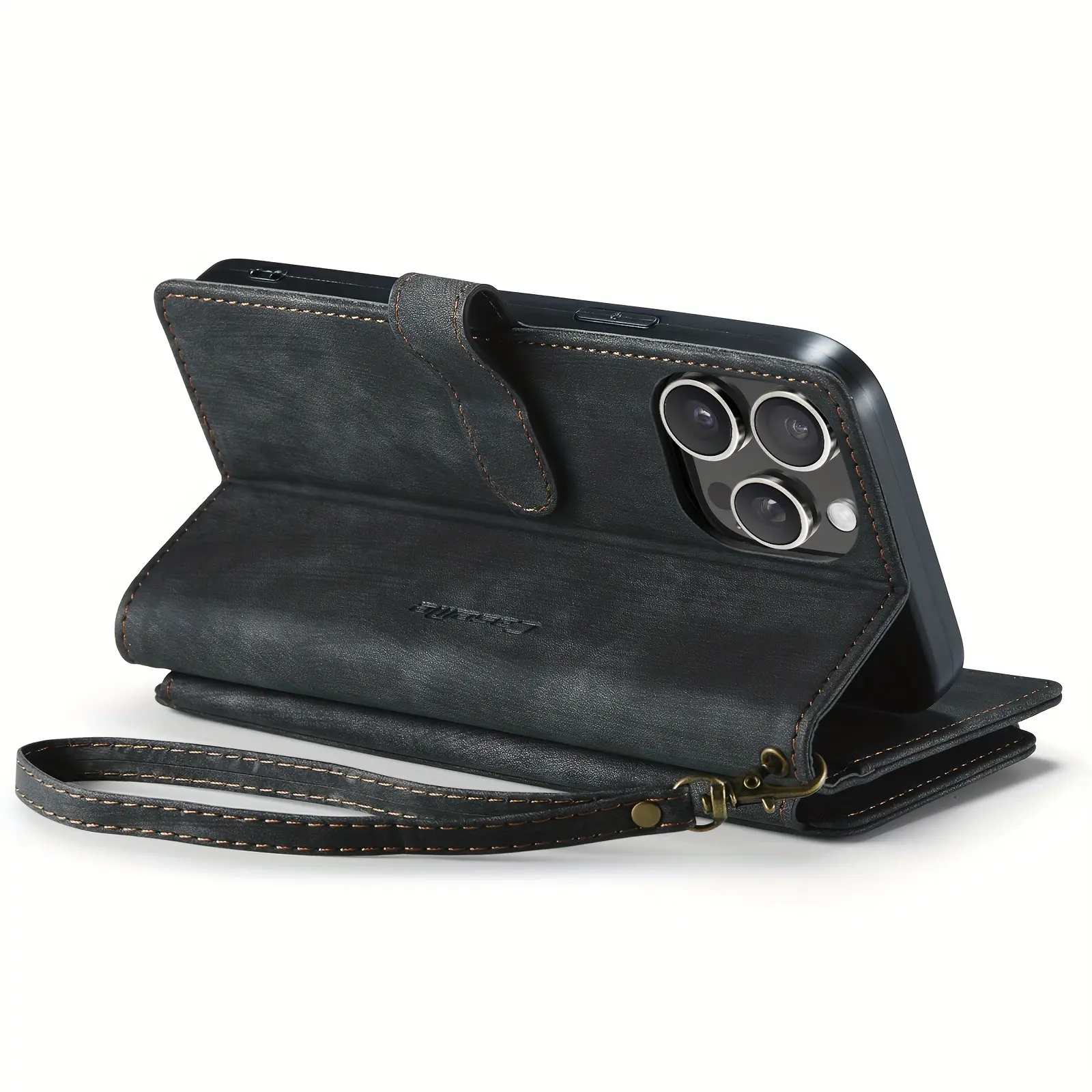 Phone Case - for Iphone 17 Pro Max Air 16E/16/15/14/13/12/11 Pro Max XS Max XR SE 2022 7 8 Plus Case, Wallet Case for Women Men, Magnetic Flip Strap Wristlet Zipper Card Holder Wallet Phone Cases