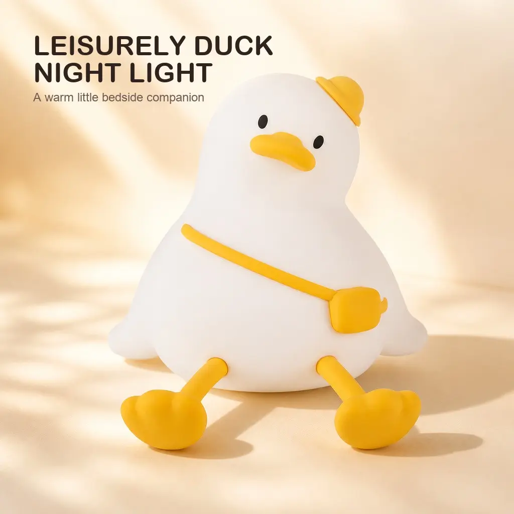 Cute Duck Silicone Night Light, Rechargeable Tap Lamp with 3 Brightness Levels, 30-Min Auto-Off Timer & Phone Stand, Soft Bedside Light for Bedroom, Desk Decor, Room Setup & Birthday Gifts