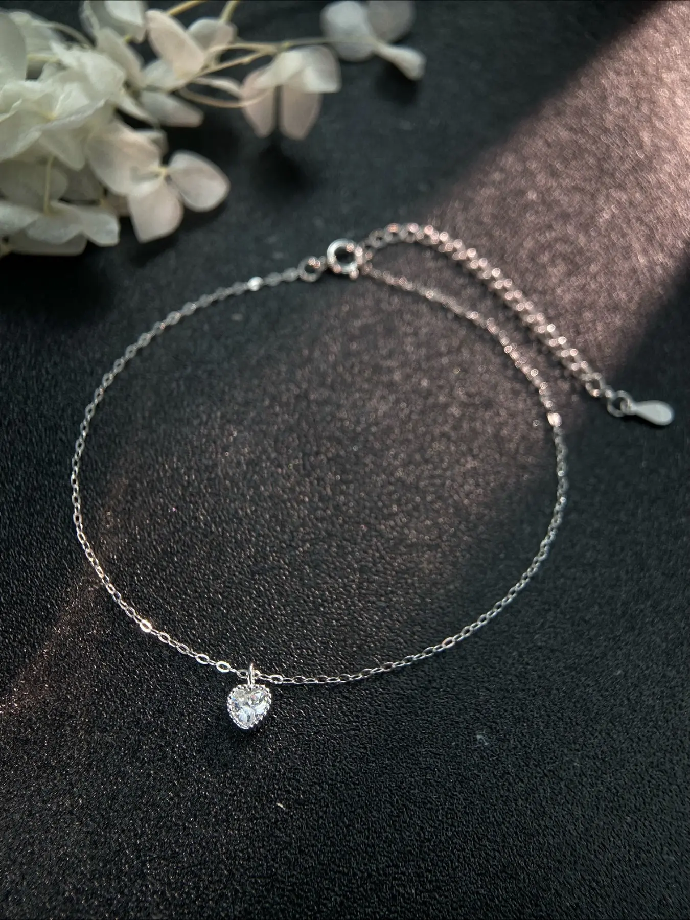 Elegant S925 Silver Anklet Jewelry with Zircon Heart, Perfect for Daily Wear & Formal Events, Ideal Wedding Gift for Women