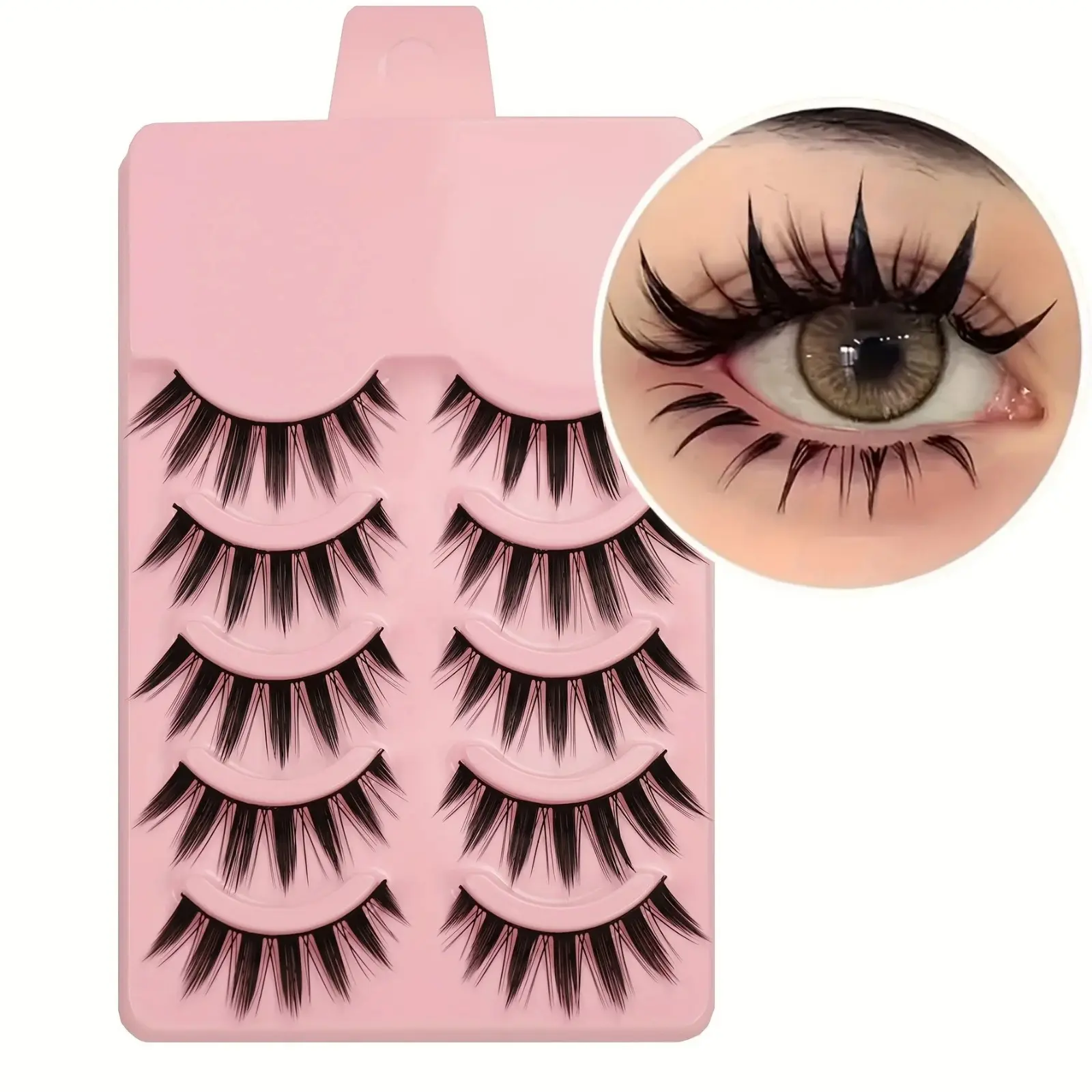 5 Pairs Manga False Eyelashes Anime Lashes Cat Eye Lashes Natural Fluffy 3D Volume Fake Lashes Reusable Soft Eyelash