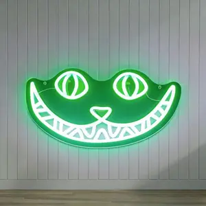 Cheshire Cat Smiling Face Neon Sign LED Fantasy Atmosphere Decorative Light USB Plug Powered Suitable for Fairy Tale Themed Cafes, Designer Toy Stores, Dark Style Bedrooms Halloween Parties, Themed House Party Venues, Fantasy Style Gift Neon Lights