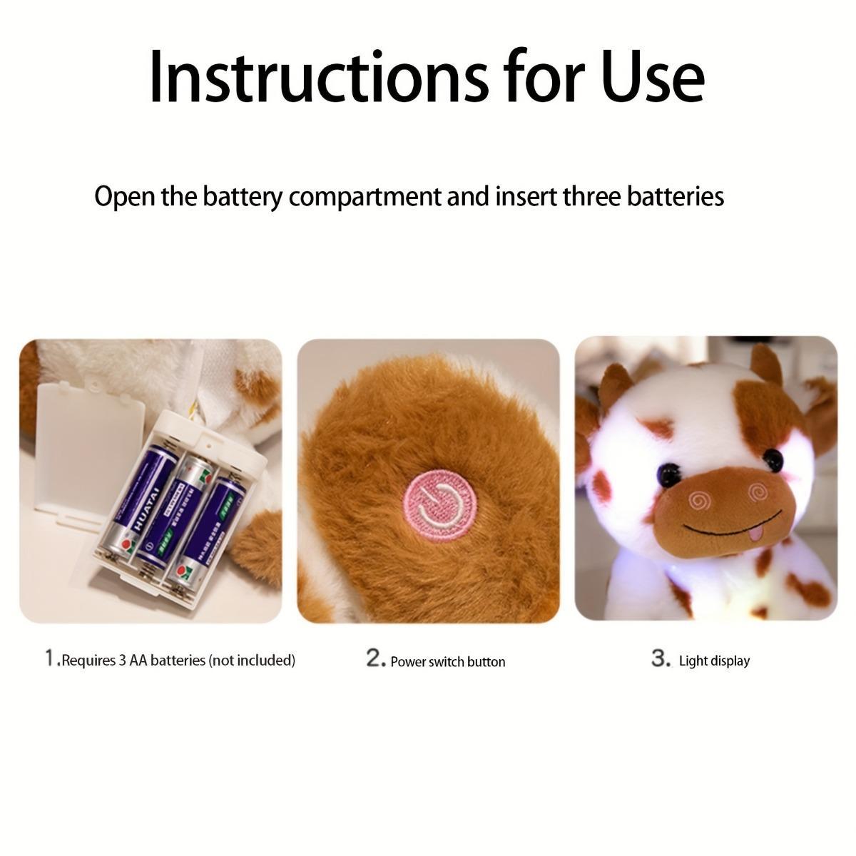 Cow Design Plush Toy, Huggable Stuffed Animal, 1 Count Cute Glow in the Dark Cow Plush Doll, Lighting Up, Birthday Gift for Teenagers, Home Decor