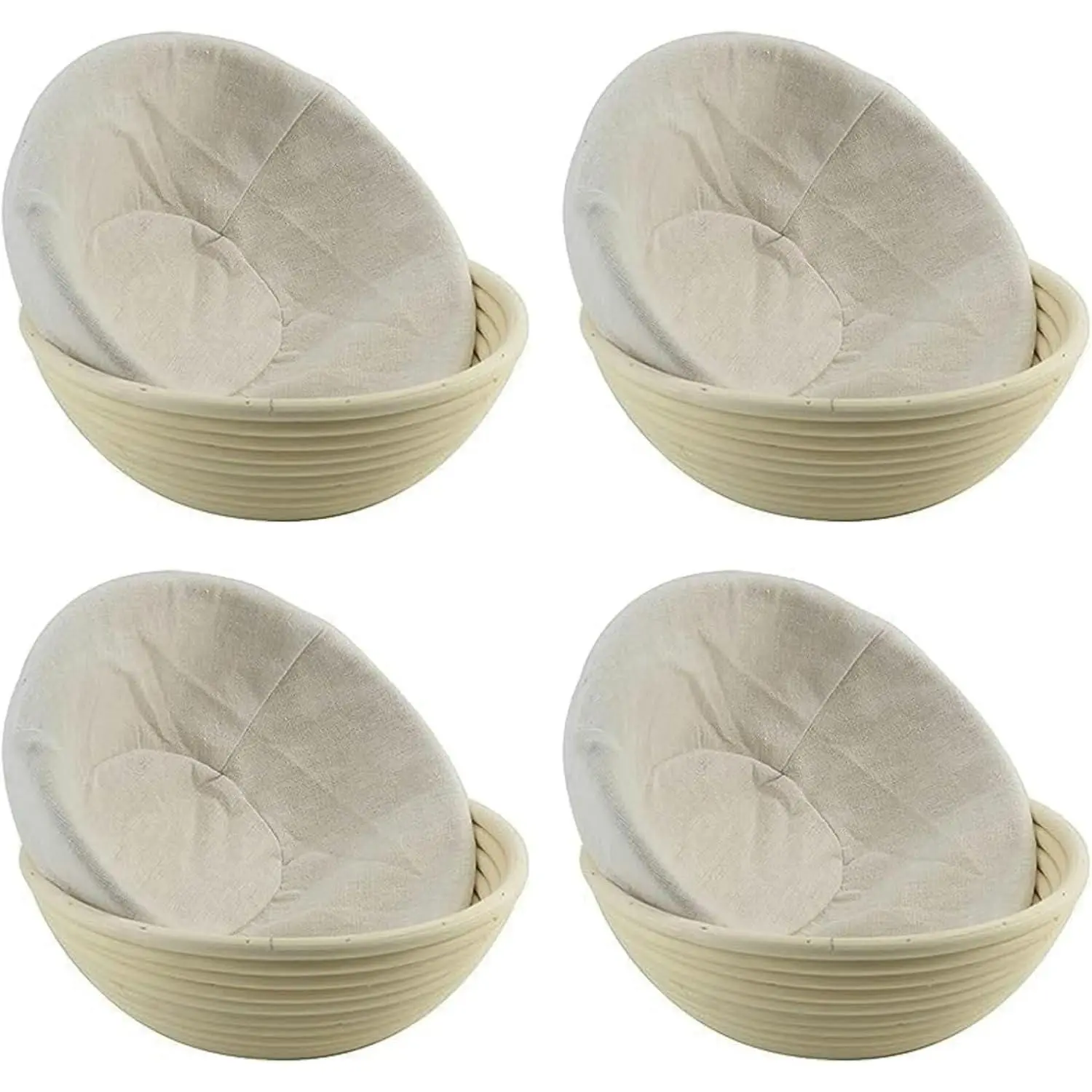 4 count Brown Proofing Bread Basket Cloth,  Breathable Liner  Flax Banneton Proofing Bread Cloth, Round supplies,Baking Tools and Accessories Baking and Pastry Utensils(9 inch)
