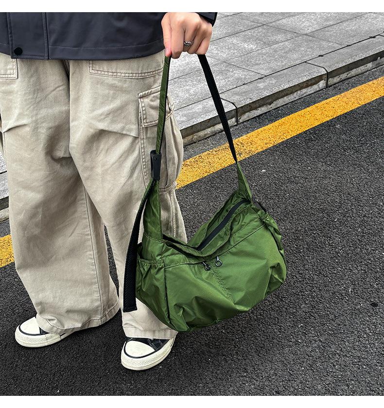 Men’s Waterproof Canvas Messenger Bag - Japanese Dumpling Crossbody Bag, Large Capacity, Multi-Pocket, Lightweight, Durable, for Work, Travel