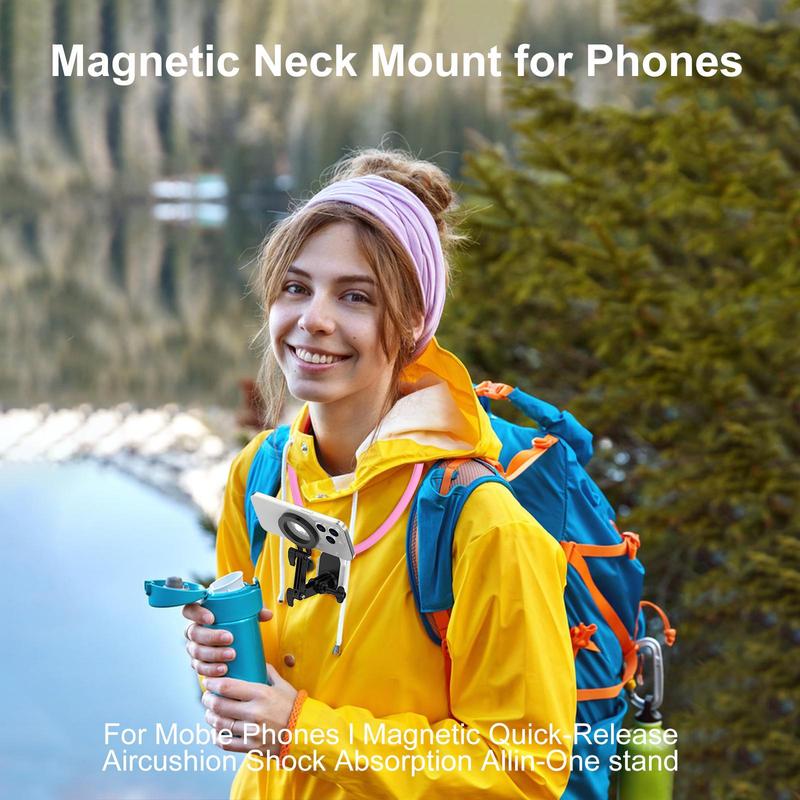 Neck Phone Holder, 1pc Adjustable Neck Mount Phone Holder, Soft Neck Band & Phone Clip, Hands-free Phone Holder for Video Blogging, Compatible with iPhone Samsung Google Pixel, Cell Phone Holder, Stand