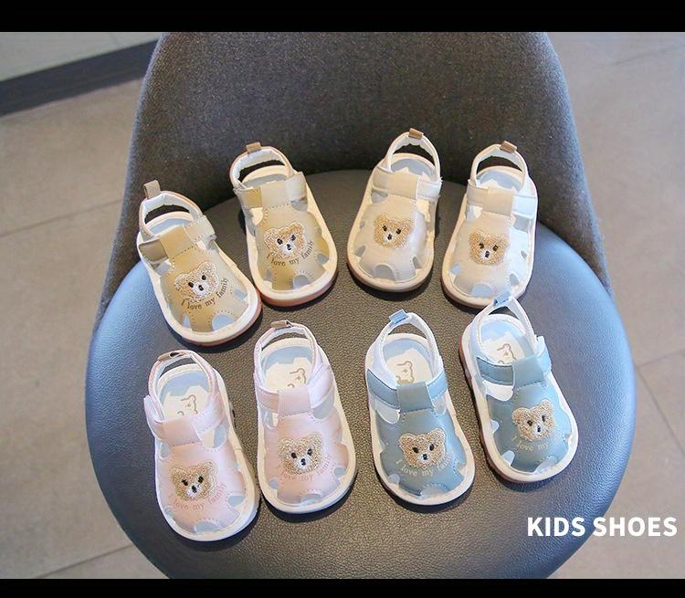Summer Baby Toddler Shoes Children's Squeaky Soft Sole Covered Toe Sandals