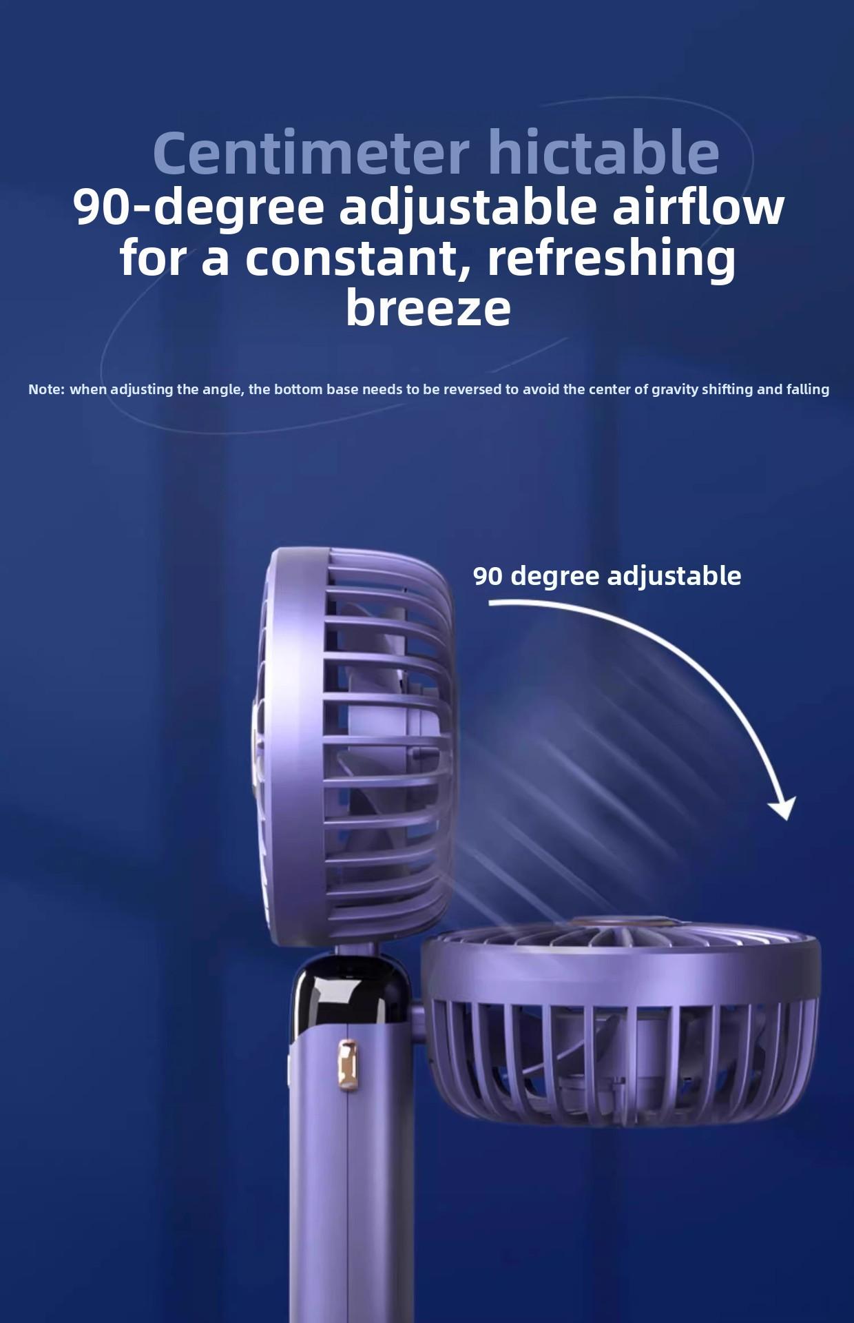 N15 handheld fan USB portable foldable rechargeable neck-hanging digital display desktop fan with long battery life and portable design