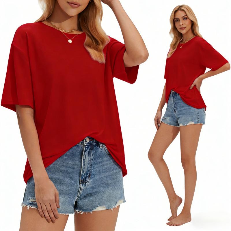 Stelle Non See Through Oversized T Shirts,Women Crew Neck Short Sleeve,Summer Tops Soft Basic Tee Shirt,Unisex,versatile