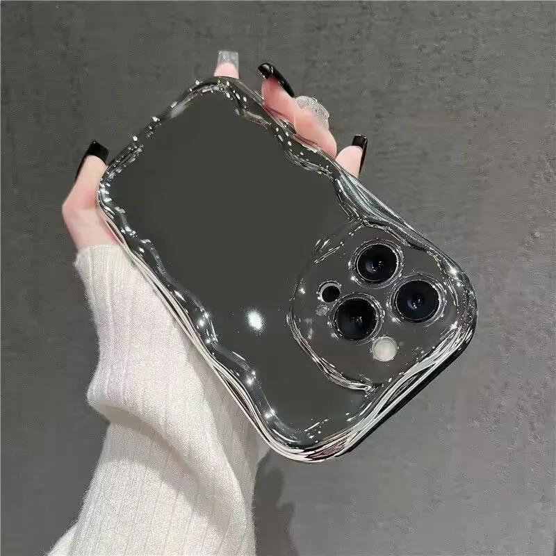 luxury plating makeup mirror case for iPhone 17Air 17 16 15 14 13 Pro Max 13 Pro 12 11 X Xs Max iPhone 15 / 15 Plus / 15 Pro / 15 Pro Max  electroplating silver soft shockproof phone cover