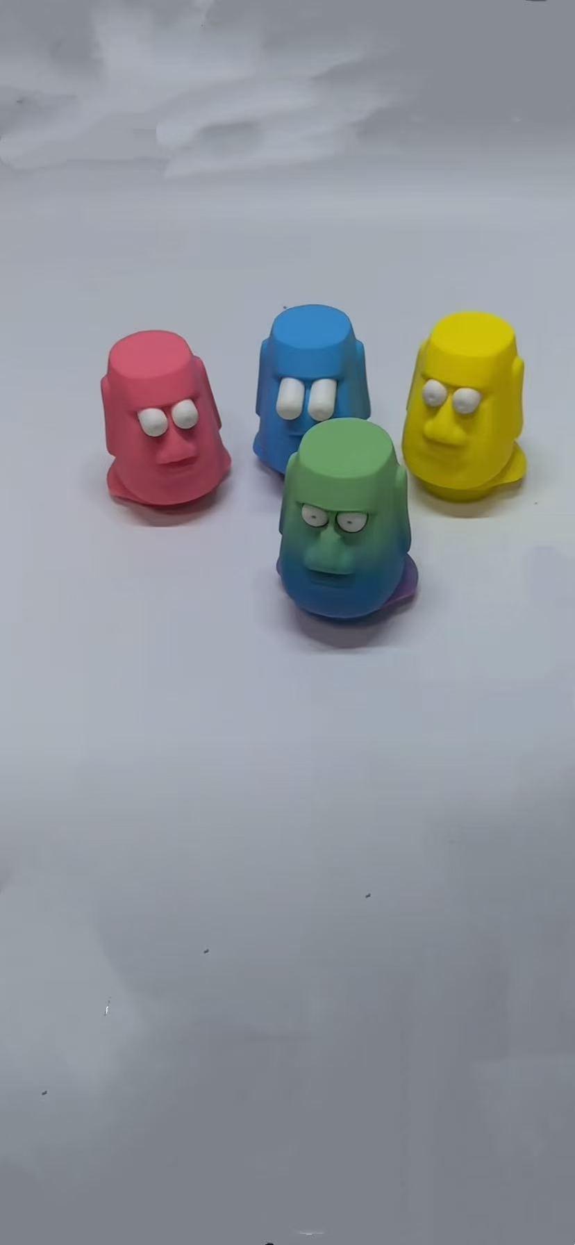 3D-printed "Cute Big-Eyed" Moai Figurine Stress Relief Toy - Fun Stress-Relief Gadget - Desktop Decoration - Holiday Gift - Home Office Decor