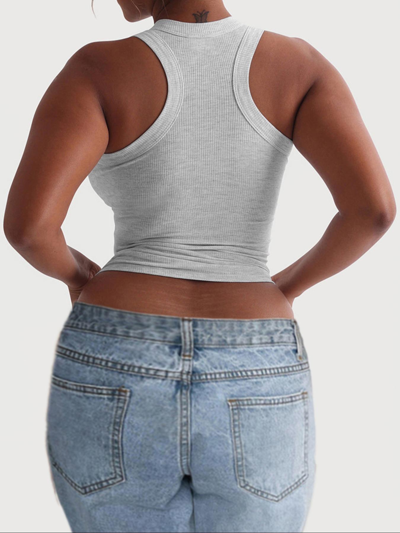 Women's Casual Slim-Fit Plain Sleeveless Tank Top, Summer Lightweight Fabric Ribbed Knit Vest, Versatile Layering Piece