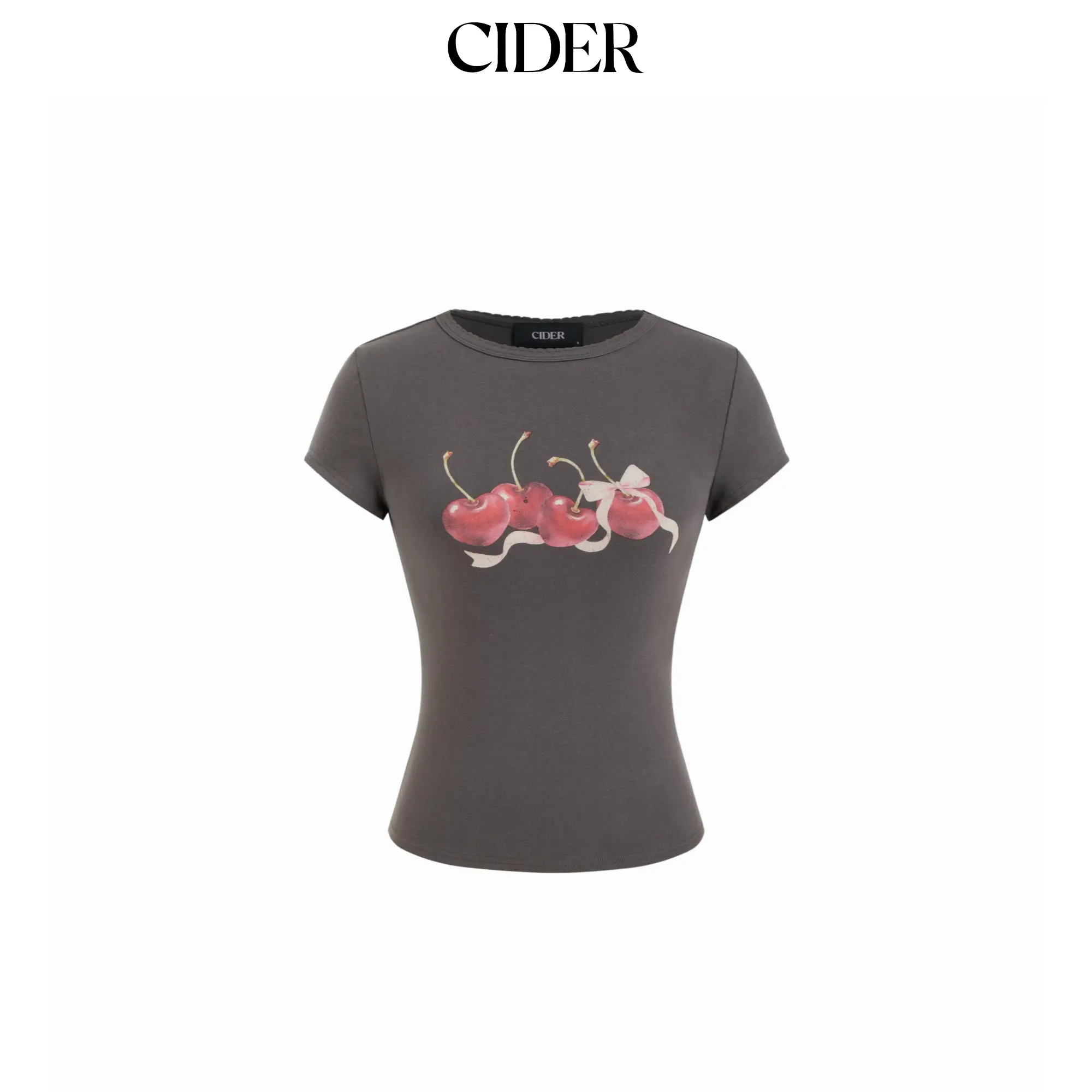 Cider Cotton-blend Cherry Graphic Round Neckline Short Sleeve Top Cider Cotton-blend Cherry Graphic Round Neckline Short Sleeve Top