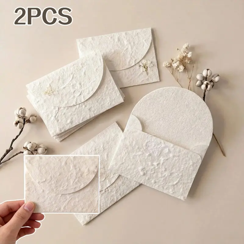 2-Pack 7x10cm High-End Textured Specialty Paper Envelopes, 3D Texture Precision Cut Handmade Feel Envelopes, Elegant Stationery Supplies