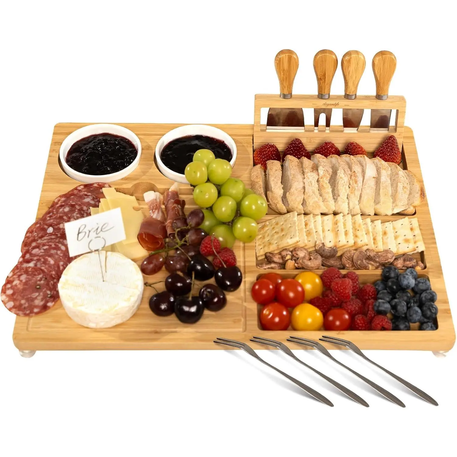 Charcuterie Boards Set with ,  Cheese Board Large, Charcuterie Platters with Compartments, Serving Boards Gifts for Wedding, Birthday and Housewarming Party