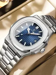 Men's Business Fashion Round Dial Analog Quartz Watch, Fashion Luminous Waterproof Watch for Party, Daily Clothing Decor, Trendy All-match & Exquisite Watch for Birthday Gift with Box, Luminous Fashionable Watch, Business Fashion Watches