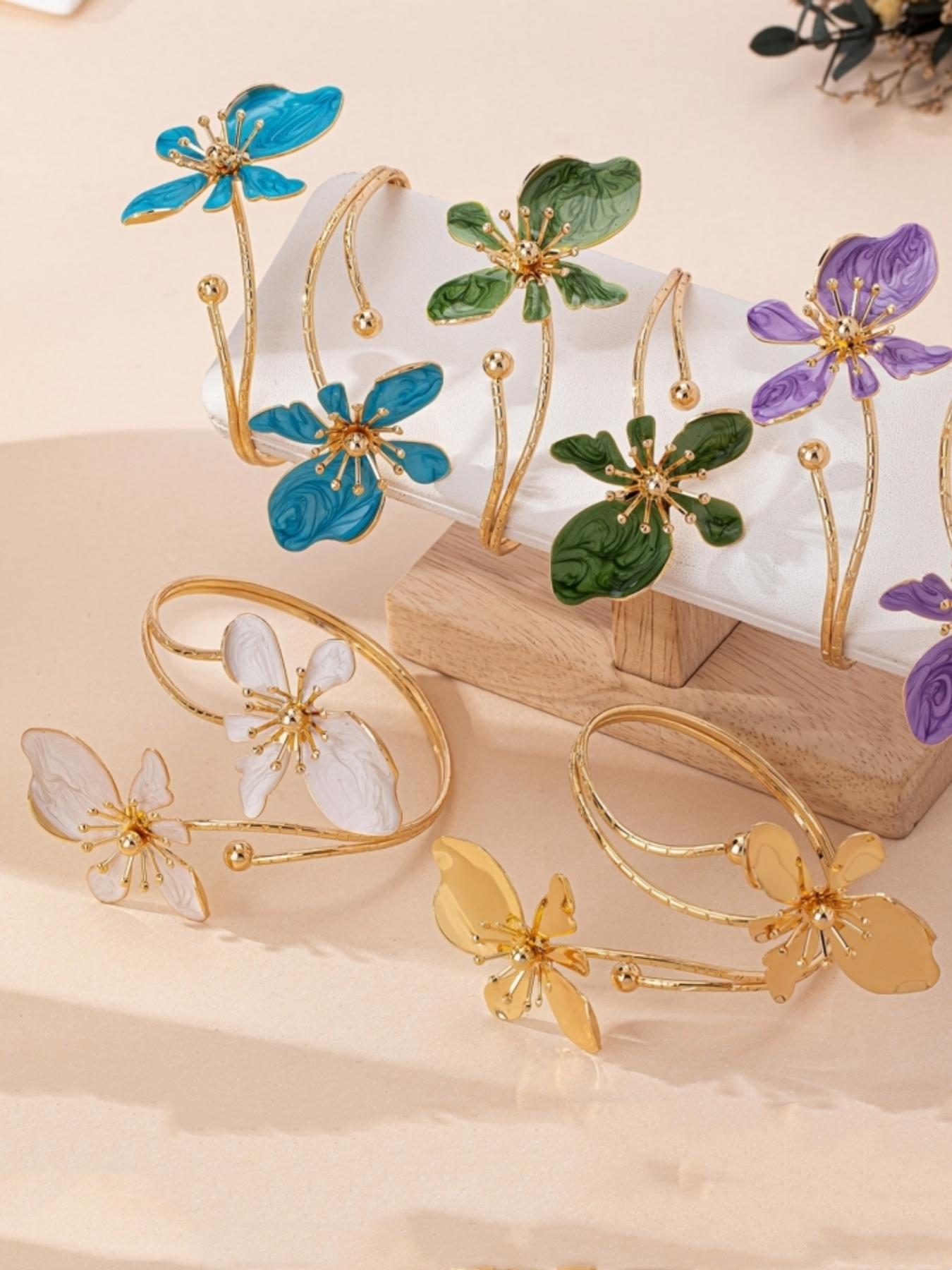 Elegant Floral Open Cuff Armlet, Adjustable Bangle for Women and Girls, Versatile Jewelry, Summer Dainty Jewelry, Perfect as a Birthday Gift, Trendy Fashionable Accessories, Fashionable Bracelet Elegant Floral Open Cuff Armlet, Adjustable Bangle for Women and Girls, Versatile Jewelry, Summer Dainty Jewelry, Perfect as a Birthday Gift, Trendy Fashionable Accessories, Fashionable Bracelet