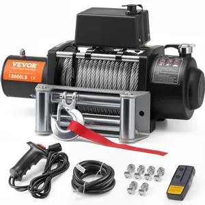 【DealsForYouDays】VEVOR Electric Winch, 18, 000 lb, 12V DC Truck Winch with 7/16 inx 85 ft Steel Cable Roller Fairlead Wireless Wired Remote Control, IP55 Waterproof for Towing Off-Road SUV Jeep Truck Trailer Boat