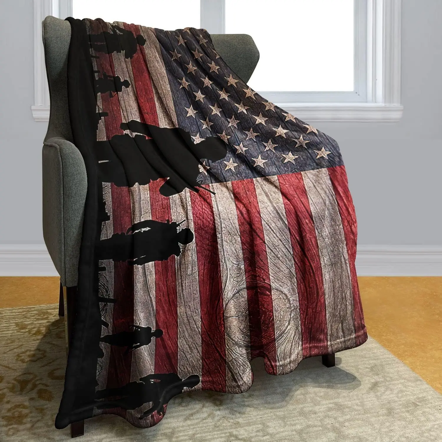 US Air Force Flannel Throw, American Flag Fighter Jet Soft Warm Blanket, Cozy Vintage Patriotic Decor for Couch Bed, Gift for Him Dad Veterans Military Lovers, AC Room Summer Nap Blanket, Independence Day Memorial Gift for Family, Aviation Plane Throw