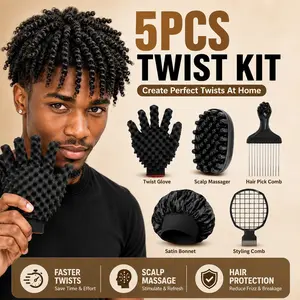 5PCS Afro Twist Hair Styling Kit – Define Curls, Detangle & Create Perfect Twists at Home