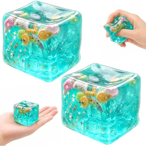 1.77 inches Sensory Items with Real Sea Shells, 1/2/3/4 Pack,Ocean Squishy Beach Squishy Fidget Essentials,TPR Material Relaxation Balls for Office and Classroom Focus (Ages 14+)
