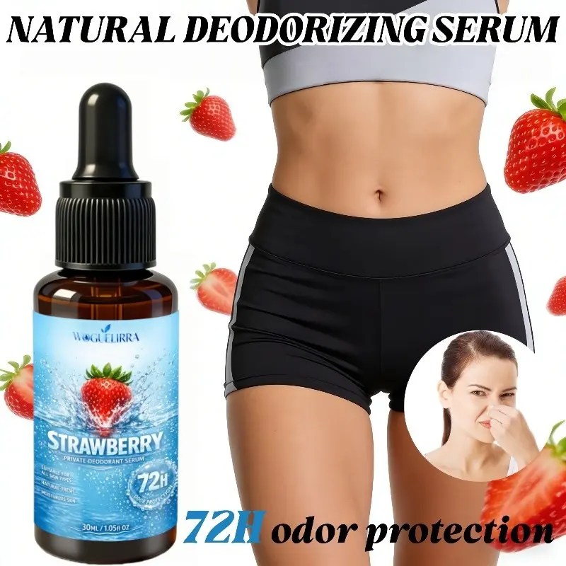 Strawberry Scented Deodorizing Moisturizing Hydrating Oil, Natural Plant Essence, Long-Lasting Freshness, for Armpits, Body, Intimate Areas, Natural Moisturizing Deodorant
