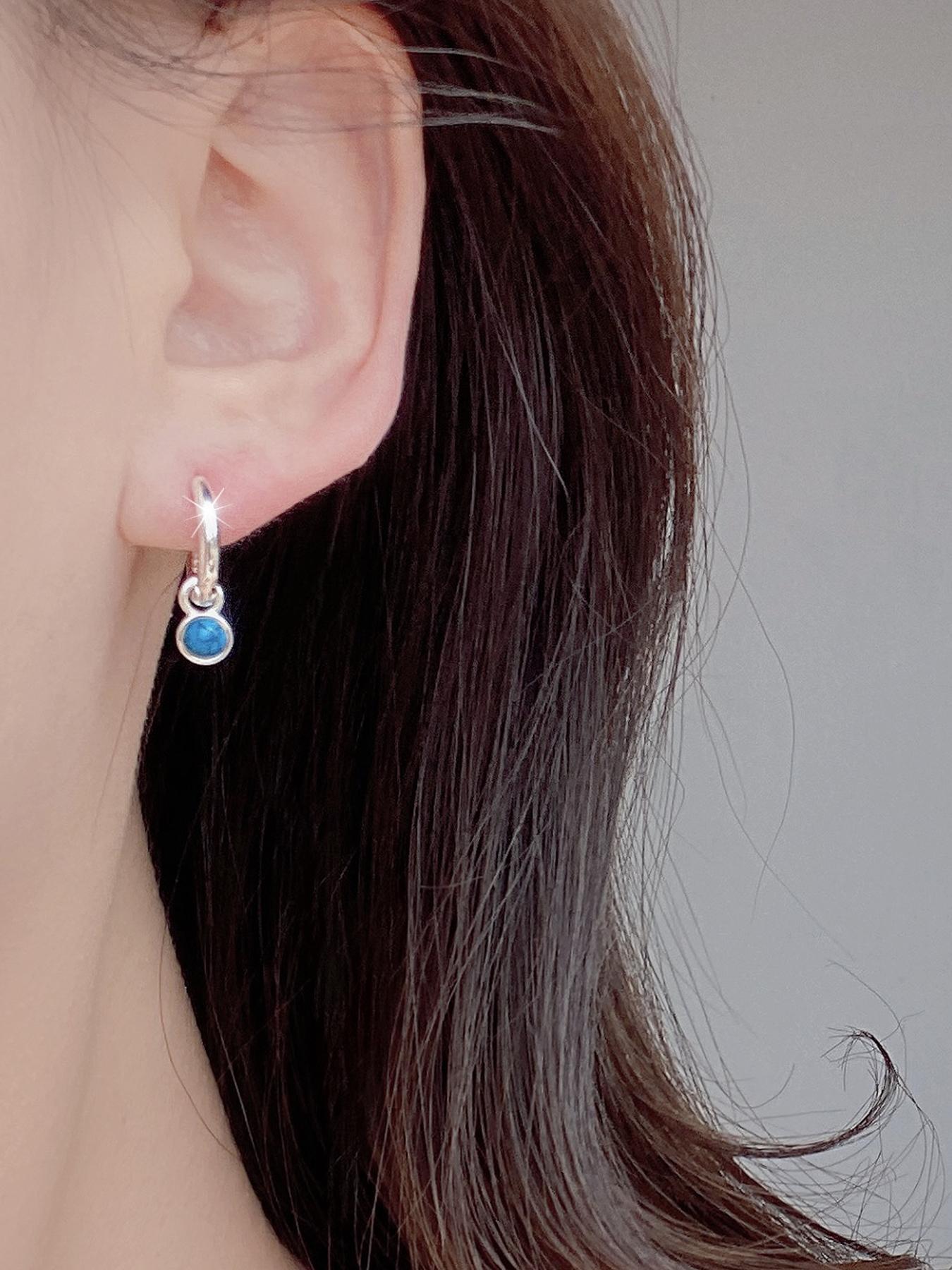 925 Sterling Silver Fashion Blue Turquoise Decor Hoop Earrings, Elegant Jewelry for Women, Trendy All-match & Exquisite Jewelry for Birthday Gift