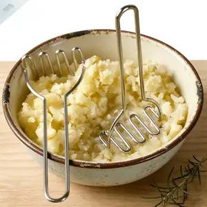 This Potato Masher Features a Wavy Stainless Steel Design That Effortlessly Presses Potatoes, Pumpkins, and Other Ingredients into a Smooth, Fine Puree. It's Labor-saving and Highly Efficient. Made from Sturdy, Durable Material That Resists Rust
